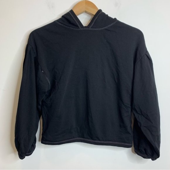 Zara Contrast Stitching Black Hoodie Sweater - Picture 1 of 5
